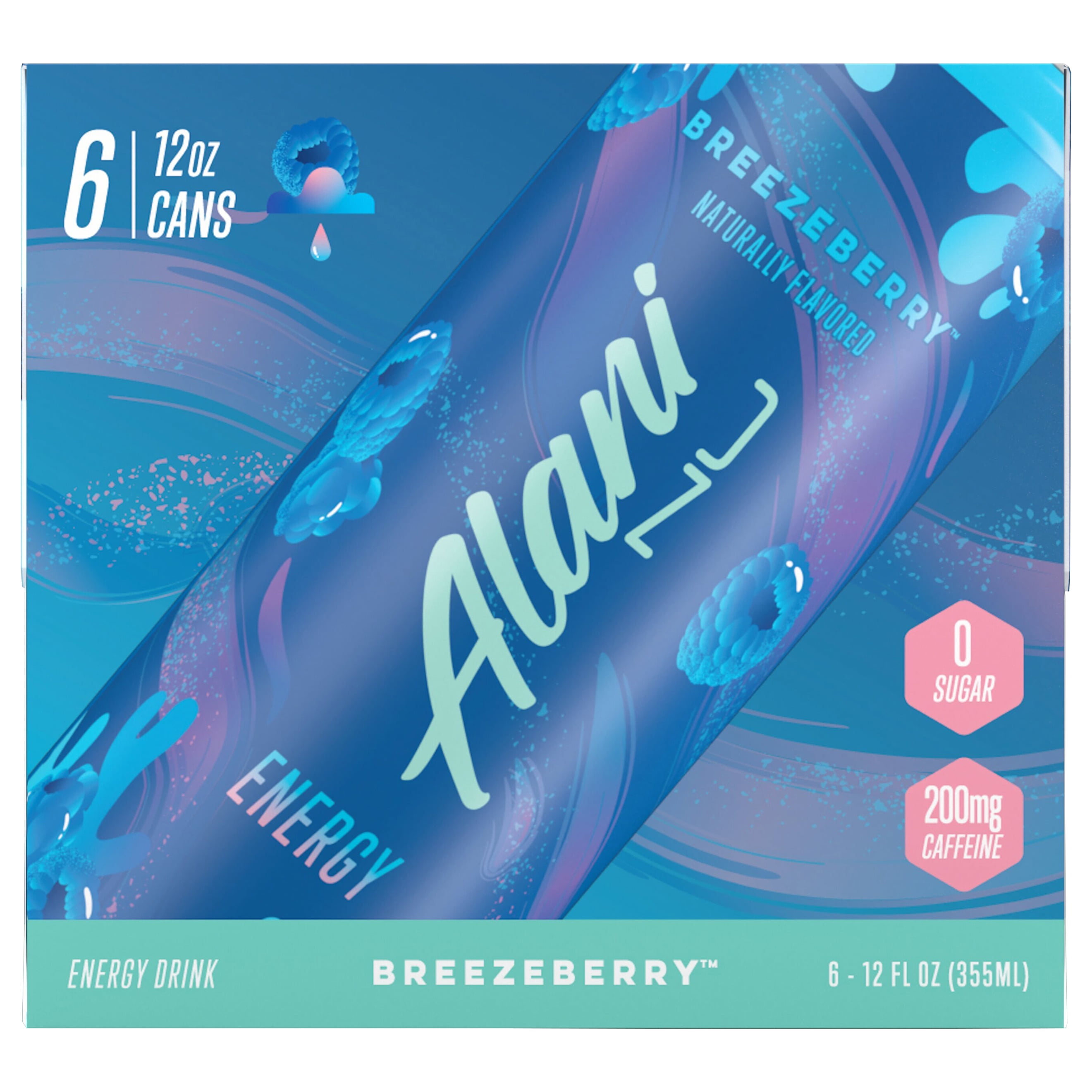 Alani Nu Sugar Free Energy Drink, Breezeberry, 12 fl oz, 6 Pack, Cans, 200mg Caffeine