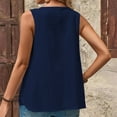 thumbnail image 4 of ECZHAW Petite Tops for Women Cotton Linen Summer Tank Tops Dressy Casual Button Trim Crewneck Sleeveless Shirts, 4 of 7