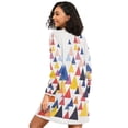 thumbnail image 2 of FORMRS Womens Long Sleeve Nightgowns Crew Neck Sleep Shirt Soft Pajamas Sizes S-3XL, White Abstract Triangles, 2 of 8
