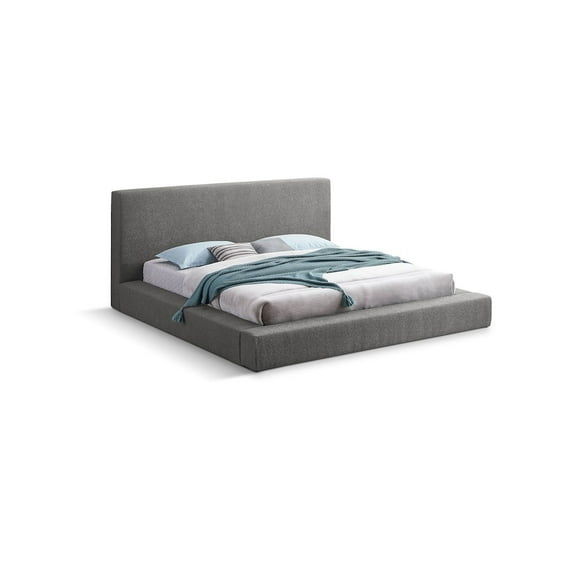 Meridian Furniture Terra Grey Boucle Fabric Queen Bed