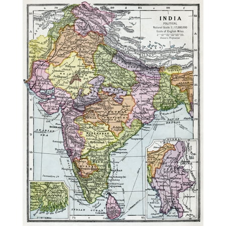 Chinese Partition Wall India Circa 1930 Before Partition From Bacons Excelsior Atlas Of The World Published Circa 1930 Stretched Canvas - Ken Welsh Design Pics (26 x 32) ()