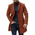 thumbnail image 2 of WTOBBY Men's Wool Blend Trench Coat, Notched Collar Single-Breasted Overcoat for Business Casual Winter Wear with Pockets, Slim Fit and Mid-Length for Formal Occasions,Wine L, 2 of 5