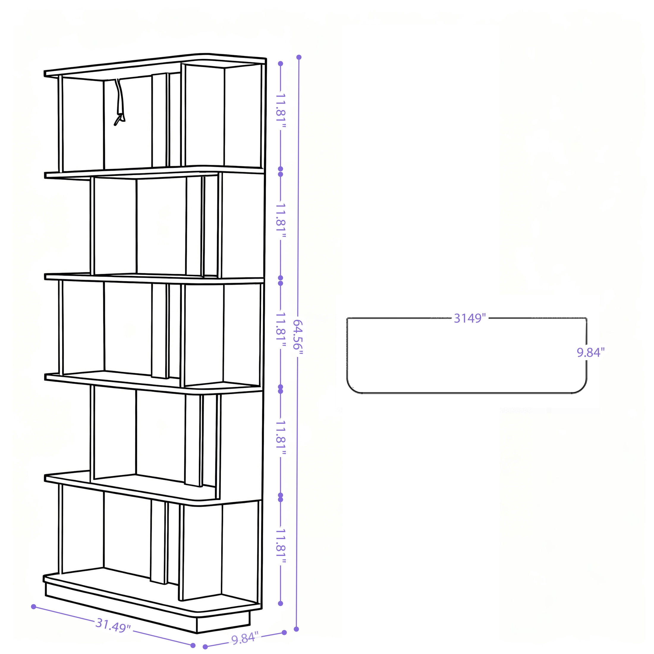 GDF Studio Derwin Modern 5-Tier Open Storage Bookcase, Wooden Media Bookshelf Organizer for Home Office, Dark Brown