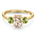 thumbnail image 3 of Gem Stone King 10K Yellow Gold Peach Morganite and Green Peridot Engagement Ring for Women | 1.60 Cttw | Oval 8X6MM | Gemstone October Birthstone | Size 6, 3 of 6