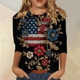 thumbnail image 2 of Womens 250th Anniversary USA Shirts Casual 3/4 Sleeve American Flag Print T Shirt Round Neck 4th of July Patriotic Pullover Independence Day Celebration Party 1776-2026 Blouses, M, 2 of 5