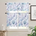 thumbnail image 2 of Blue Shell Kitchen Curtains and Valances Set, Conch Purple Coral Bubble Ocean Creature Rod Pocket Window Valance 18 Inch Window Curtain Panels for Living Room Bedroom Laundry, 27.5x36in, 3 Pieces, 2 of 7