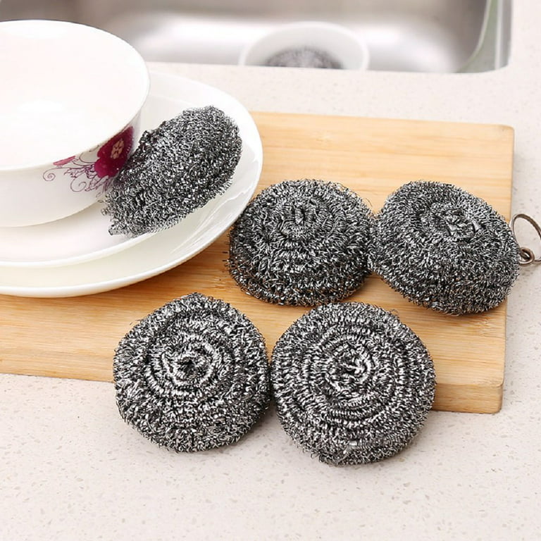 15 Pack Steel Wool Scrubber, Metal Kitchen Scrubbing Sponges, Dishwashing  Scouring Pads Heavy Duty, Premium Stainless Steel Scrubbers for Cleaning