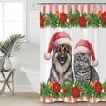 thumbnail image 2 of 54x78 Inch Shower Curtain Decorative Christmas Bathtub Bath Curtains Fabric Waterproof Bathroom Decor Pet Cat Dog Red Poinsettia Pine Needles Stripe Small Stall Shower Curtain Set with 12 Hooks, 2 of 6
