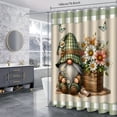thumbnail image 3 of LVRLVR Gnome Shower Curtain & Rug Set, Green Gingham Floral Fabric, 70.8×70.8, 3 of 9