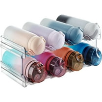 Lifewit Stackable Water Bottle Organizer for Cabinet, Freezer, Pantry - Plastic Cup Holder Pack of 2