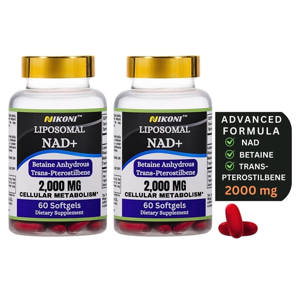 Nikoni Liposomal NAD  2000 mg Supplement with Betaine, Boosts Energy & Metabolism, 120 Softgels