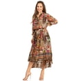 thumbnail image 3 of Sakkas Andreas Women's Maxi Long Sleeve Button Down Floral Ruffle Dress Pockets - 591-Multi - L/XL, 3 of 5