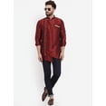 thumbnail image 5 of eloria Men's Indian Traditional Maroon Solid Straight Kurta, 5 of 7