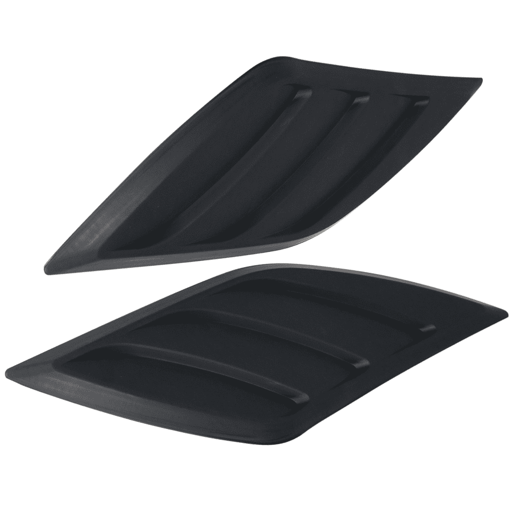 Ikon Motorsports Compatible with Universal IKON Style Air Flow Hood Vent Scoop Black ABS 2 Pieces