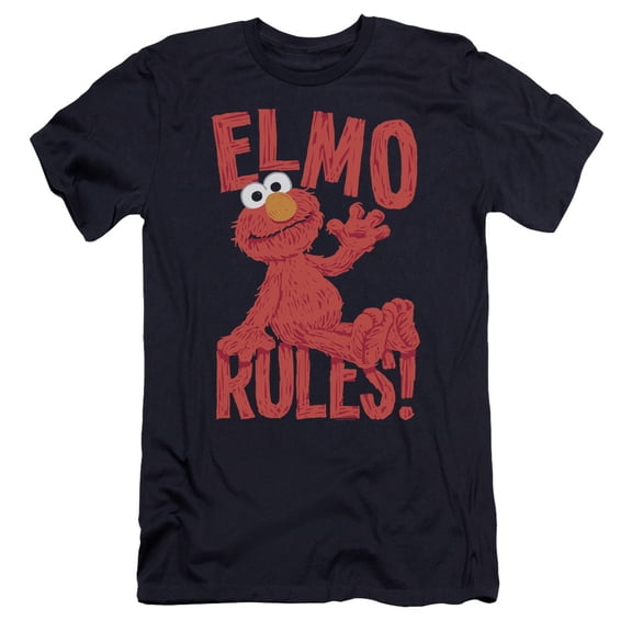 Sesame Street Elmo Rules Premium Canvas Adult Slim Fit 30/1 T-Shirt Navy