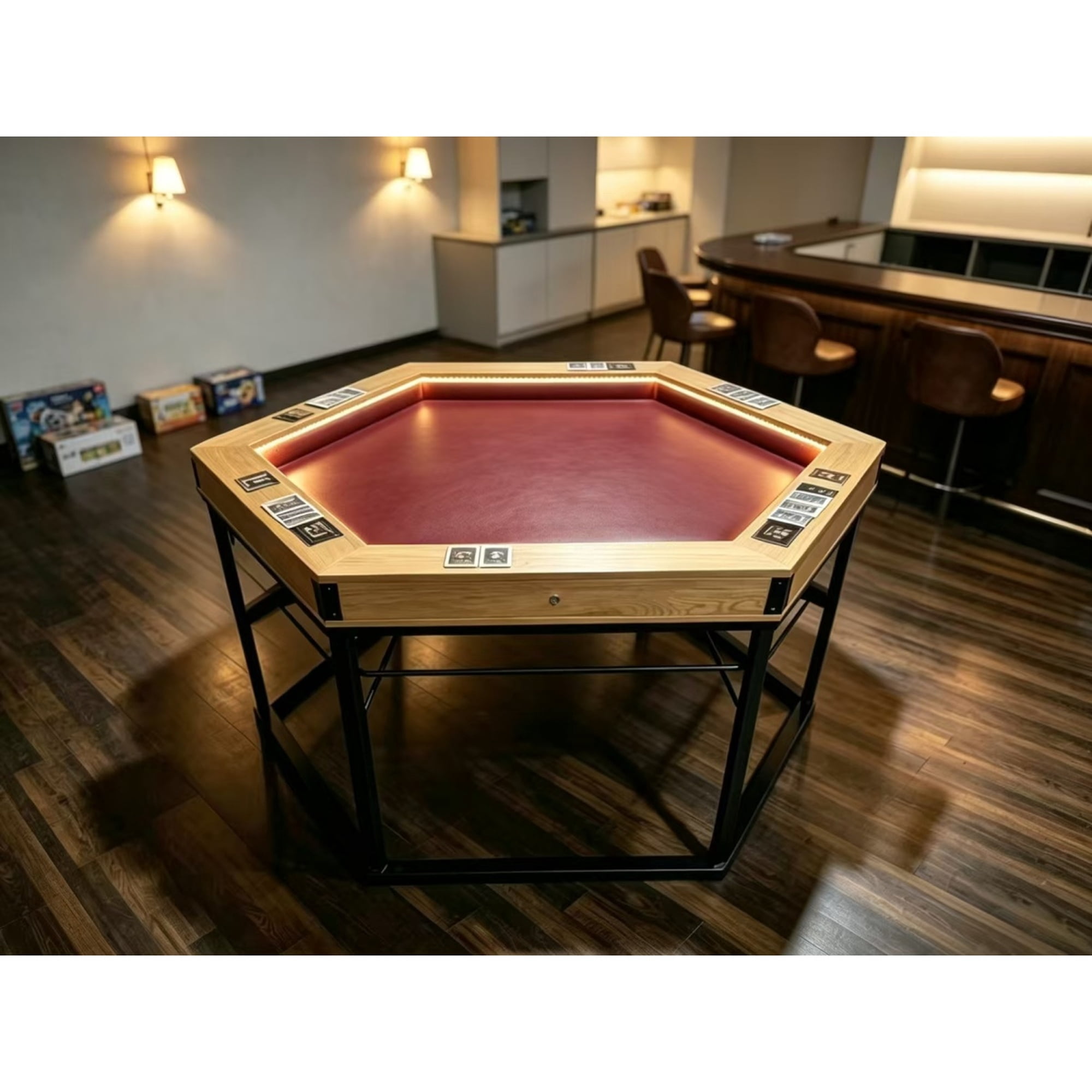 Premium Charleston 10 Player Brown Poker Table, No Assembly