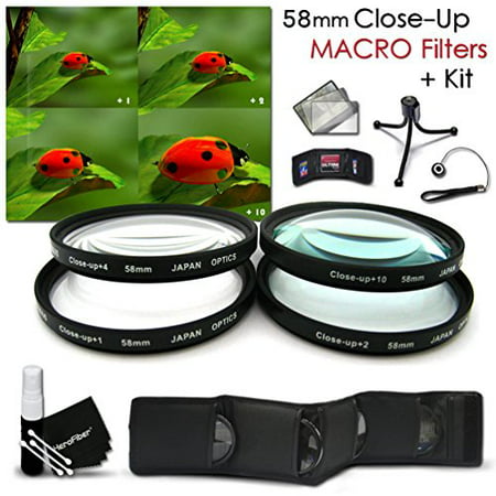 High Resolution 58mm Close-Up MACRO Filter Set + Accessory Kit for CANON EOS REBEL T6i T6S T5 T5i T4i T3 T3i T2i T1i EOS 70D 60d 60Da 7D 6D 5D 7D Mark II 5D Mark II 5D Mark III EOS 8000D 760D 750D (Best Polarizing Filter For Canon T3i)