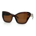thumbnail image 4 of Womens Oversized Cat Eye Designer Fashion Luxury Sunglasses All Brown, 4 of 8