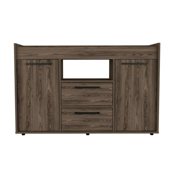Depot E-Shop DE-BLC6706 Hart Sideboard Double Door Cabinet, Dark Walnut
