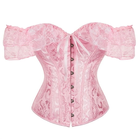 Going Out Tops for Women Ofreoo Ladies Sexy Prints Lace Patchwork Retro Style Strappy Backless Bra Tight Waist Shapewear Corset Tops for Women (Available in Plus Size)