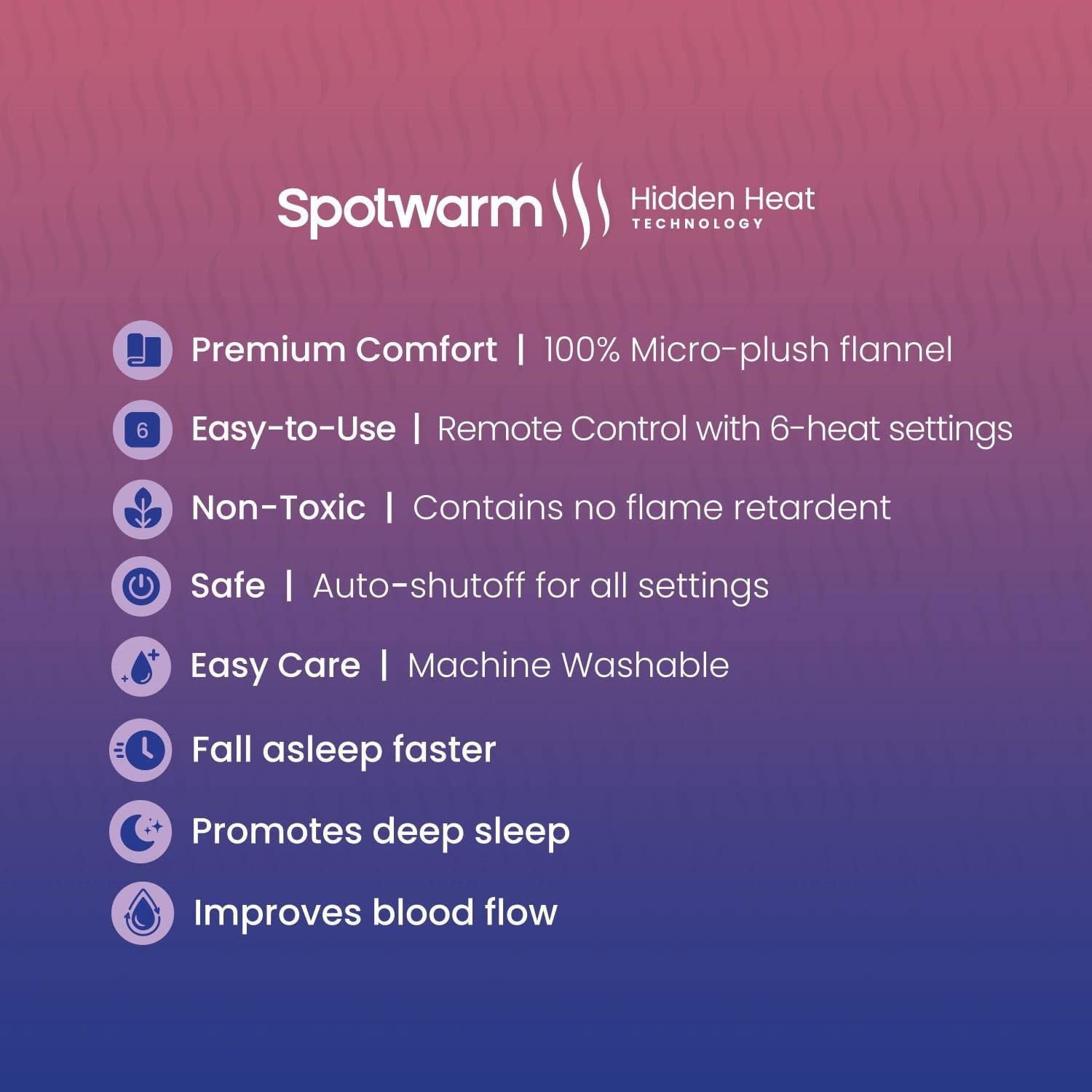 Hidden Heat Electric Couch Cushion Warmer by Spotwarm; Wireless RF Remote, Microplush Flannel Heated Seat or single user bed warmer 17” by 20”