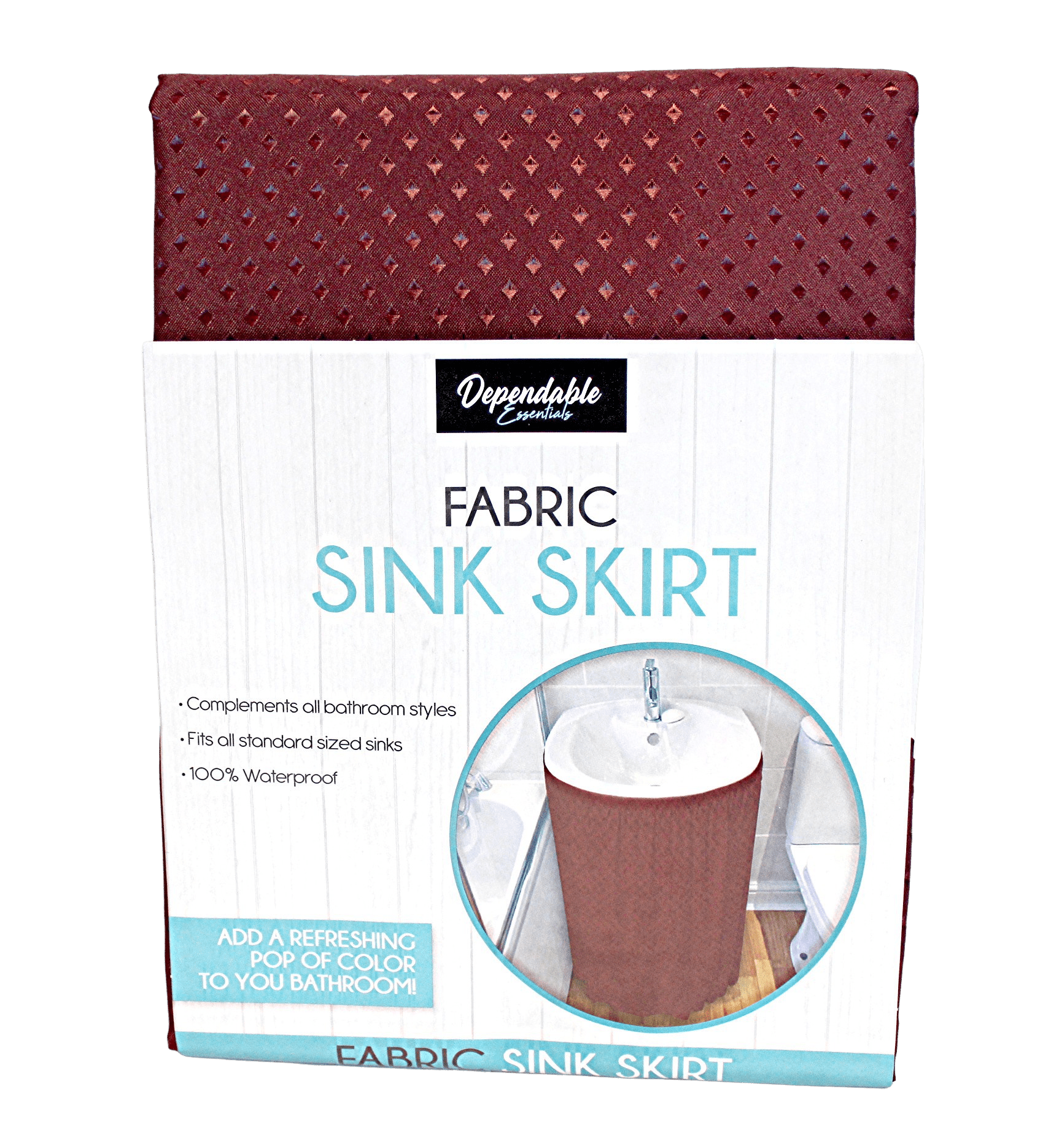Diamond Stitch Fabric Bathroom Sink Skirt Utility Sink Waterproof Fits Standard Size Sinks Adds Bathroom Storage Burgundy