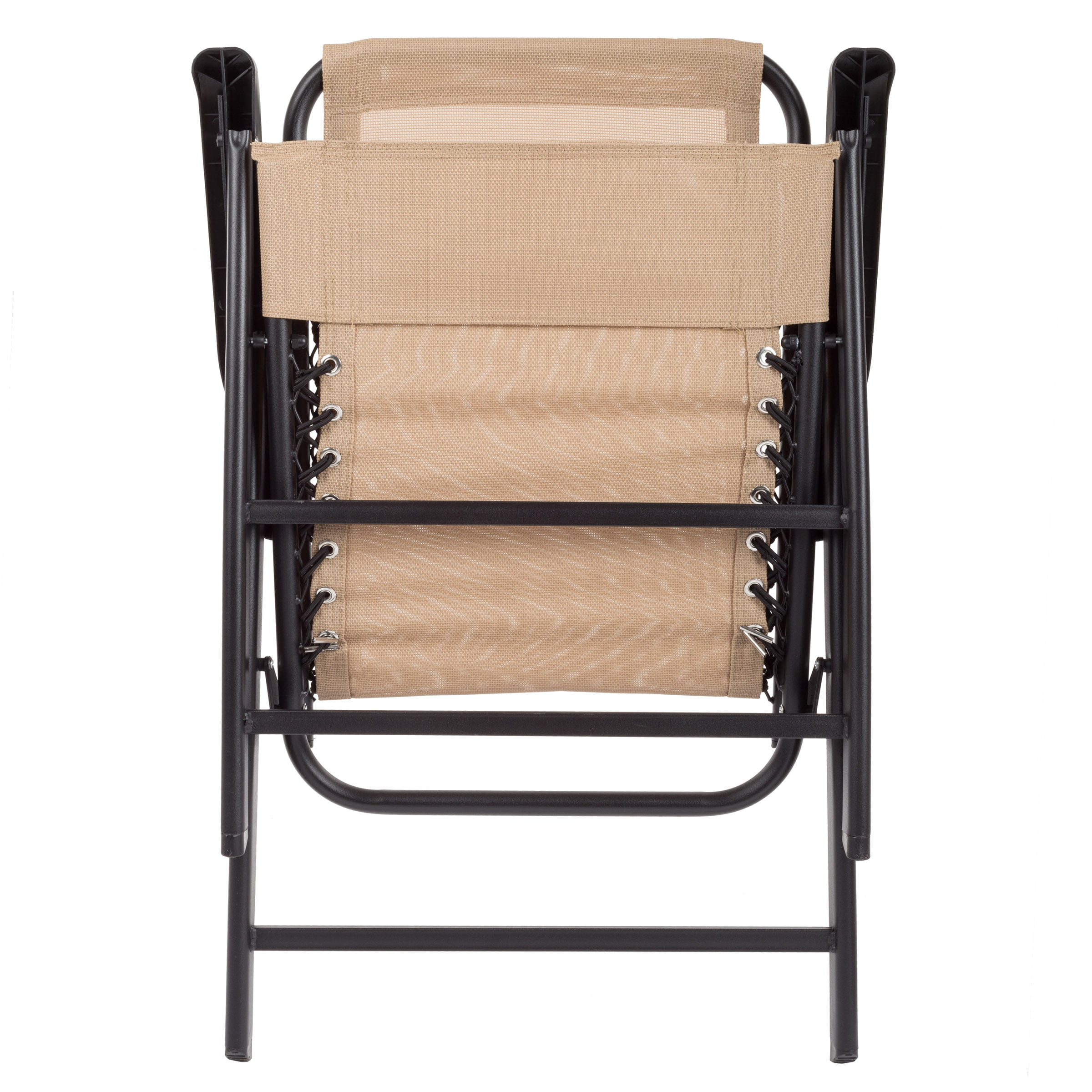 Beach and More by Pure Garden Suspension Folding Chair for Indoor/Outdoor Use- Portable Armchair with Durable Frame for Sport Events Patio Beige 