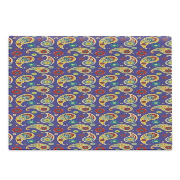 Paisley Cutting Board, Floral Ornamentals Repetitive Eastern Buta Pattern, Decorative Tempered Glass Cutting and Serving Board, in 3 Sizes, by Ambesonne