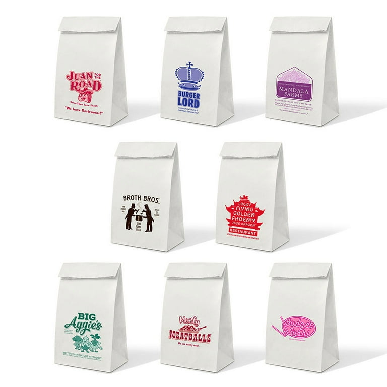 Take-Out Fake-Out Lunch Bags: Restaurant parody lunch bags