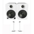 thumbnail image 1 of Kanto YU4MW 140W Bookshelf Speakers with Bluetooth - Matte White (Pair) with Kanto SP26PLW 26" Fixed-Height Stands for Bookshelf Speakers - White (Pair) (2022), 1 of 9