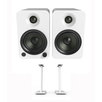 Kanto YU4MW 140W Bookshelf Speakers with Bluetooth - Matte White (Pair) with Kanto SP26PLW 26" Fixed-Height Stands for Bookshelf Speakers - White (Pair) (2022)