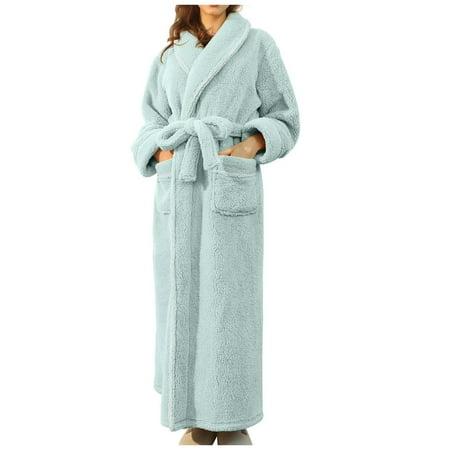 Mrat Silk Nightgown for Women Solid Bandage Robe Pyjamas for Women Lingerie Plus Size Teddy Lingerie Nightwear Bathrobe Gown Pajamas Long Sleepwear Pocket Waistband+Belts Mint Green M