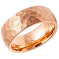 thumbnail image 2 of Tungsten Rings for Men Wedding Bands for Him Womens Wedding Bands for Her 8mm Hammered Brush Dome Rose Gold, 2 of 5