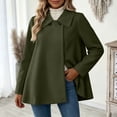 thumbnail image 2 of Women Solid Color Button Front Long Sleeve Wool Blend Coat, Casual Loose Fit Lapel Outerwear, Fashion Mid Length Overcoat for Daily Outdoor Wear Army Green S(S), 2 of 9