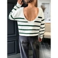 thumbnail image 4 of Suéter Corto de Cuello Redondo para Mujer, Larga, Tejido Grueso, Estilo Jersey, Ideal para Otoño Verde y L, 4 of 7