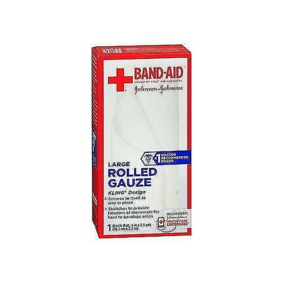 Johnson & Johnson Hospital Red Cross First Aid Rolled Gauze 4in, 4-Pack