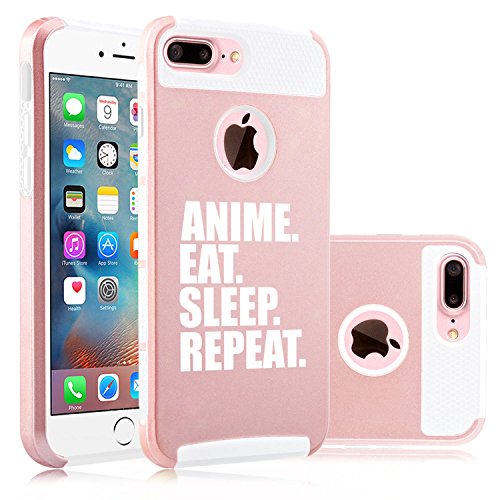For Apple Iphone 7 Plus Shockproof Impact Hard Soft Case Cover Anime Eat Sleep Repeat Rose Gold White Walmart Com
