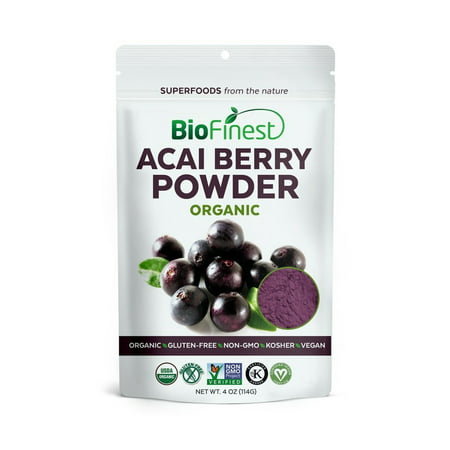 Biofinest Acai Berry Juice Powder - 100% Pure Freeze-Dried Antioxidant Superfood - USDA Certified Organic Kosher Vegan Raw Non-GMO - Boost Digestion Weight Loss - For Smoothie Beverage Blend (4