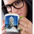 thumbnail image 2 of Close Up Of Buddha Statue Along The Waterfront , 15oz Two-Tone Green Mug, 2 of 7