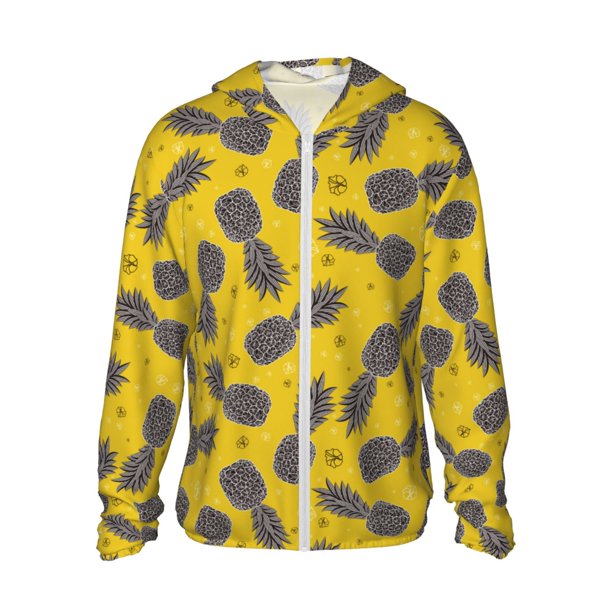 Fotbe Summer Pineapple Chaqueta con Protección Solar UPF 50+ para Hombre y Mujer, Camisa con Capucha y Bolsillos-Medium