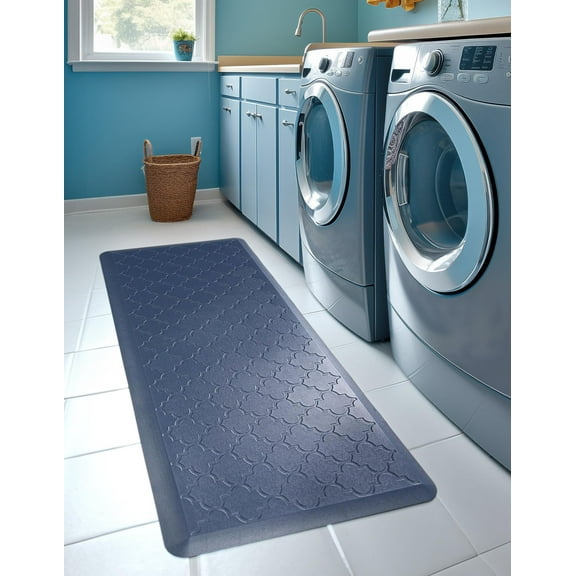 Unique Loom Comfort Mat Collection - Lattice (2' x 3' Rectangle Navy Blue)