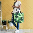 thumbnail image 4 of FORMRS Womens Canvas Tote Bag with Zipper Inner Pocket Shoulder Handbag, Green Camouflage Pattern, 4 of 7