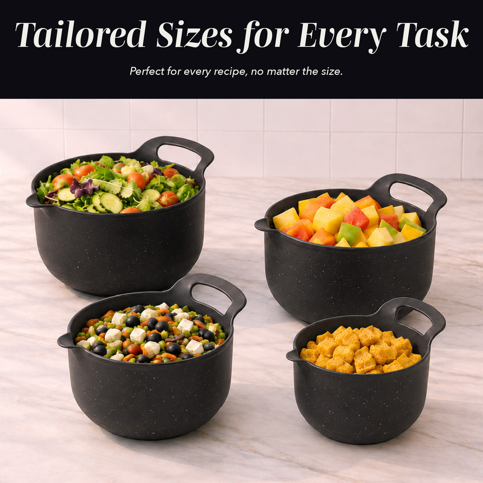 Cook With Color 4-Piece Black Speckled Mixing Bowl Set photo 5