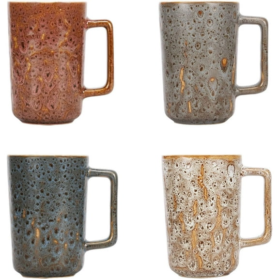 15 oz Multi-Coloured Ceramic Coffee Mugs, Lava Coffee Mug Set for Coffee, Tea, Cocoa, Milk and Cereal