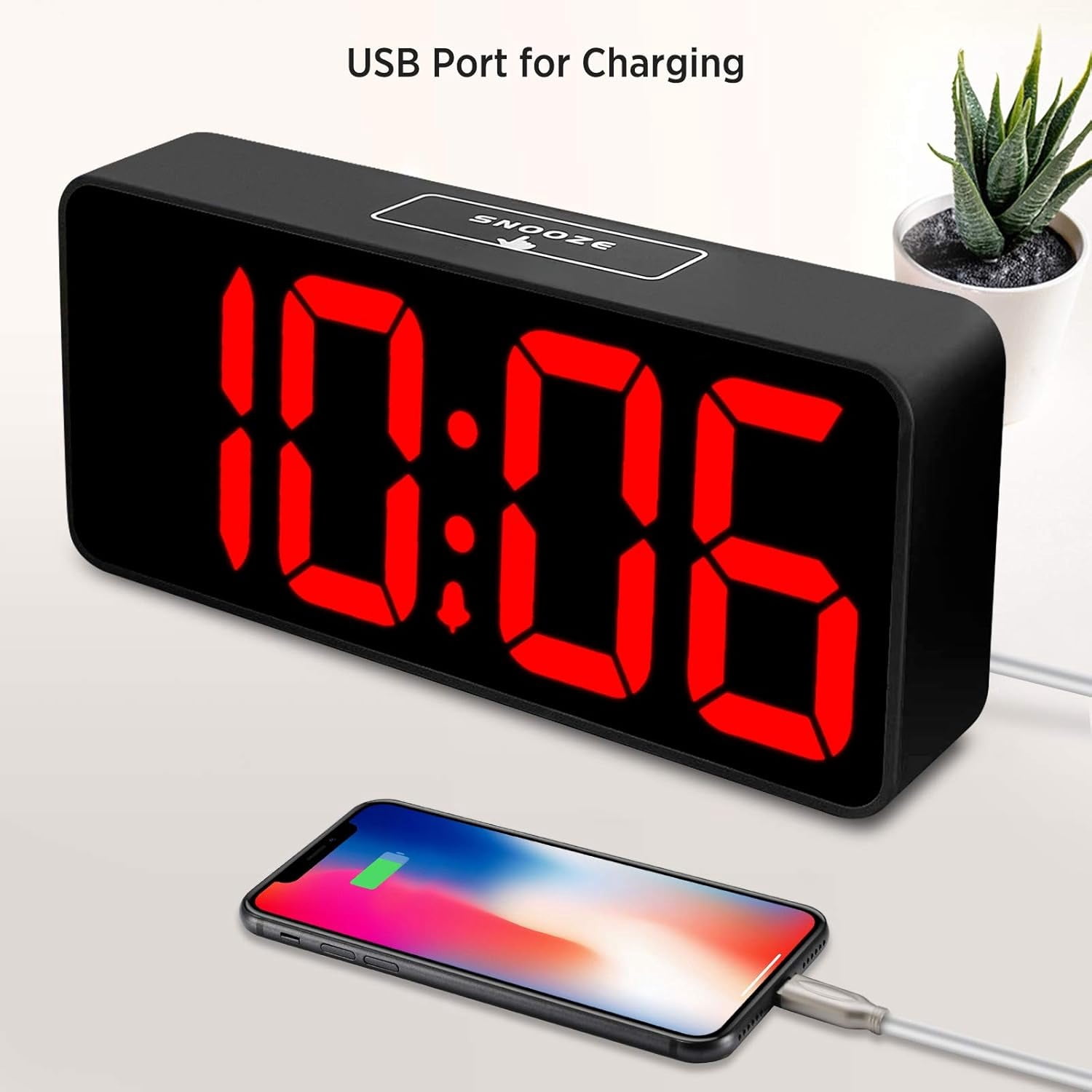 Large Digital Alarm Clock Big Numbers for Seniors & Visually Impaired, 9 Inches Electric Clocks for Bedroom, Jumbo Display Fully Dimmable Brightness, USB Ports, Adjustable Alarm Volume