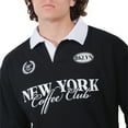 thumbnail image 3 of Brooklyn Cloth NY Coffee Club Rugby Fleece Pullover, Heavyweight Striped Collar, Black, Large, 3 of 4