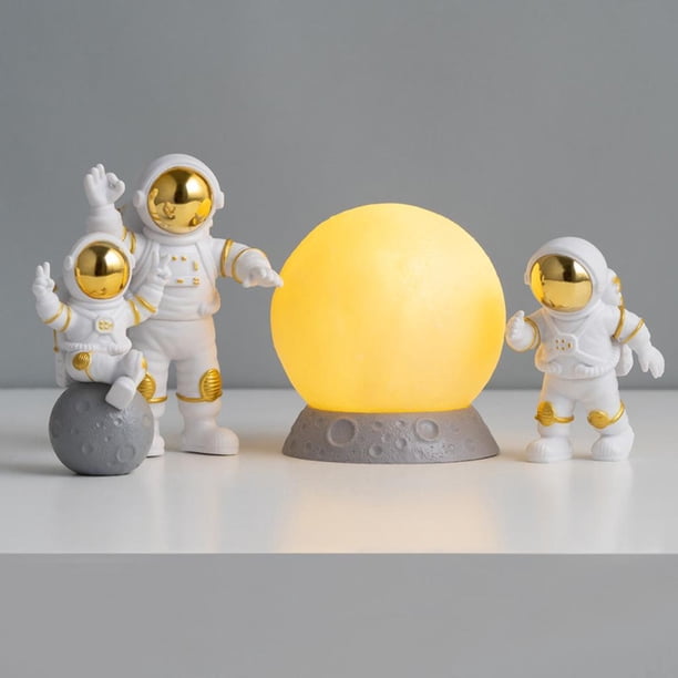 4 piezas lindo modelo de estatua de astronauti adorno creativo pequeña sala estatuilla de astronauti estantería decoración para hogar colecciones de Amarillo dorado Colco Figura estatua de astronauta