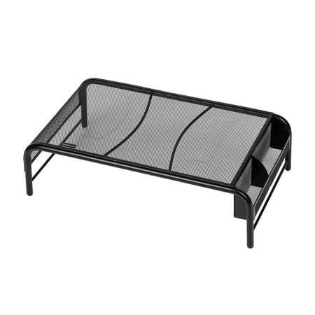 Mind Reader - Monitor Stand, Ventilated Laptop Riser, Desktop Organizer, Side Storage, Metal Mesh, 20"L x 11.5"W x 5.5"H - Black