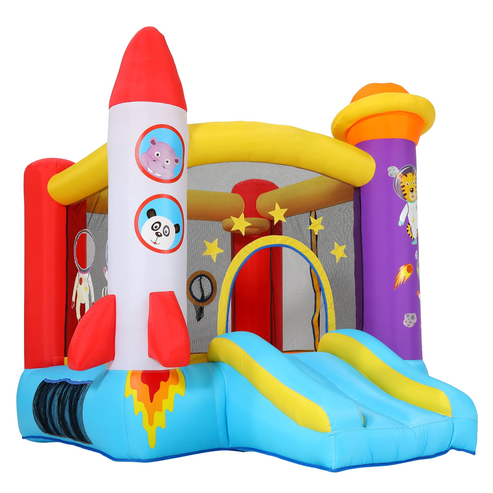 Funcid Inflatable Bounce, Rocket & Castle Bounce House with Slide, for Kids with 370W Blower, Bouncy House Jump House Outdoor 106"x71"x83"