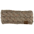 thumbnail image 3 of C.C Colorful Confetti Winter Warm Cable Knit Fuzzy Lined Ear Warmer Headband, Taupe, 3 of 4
